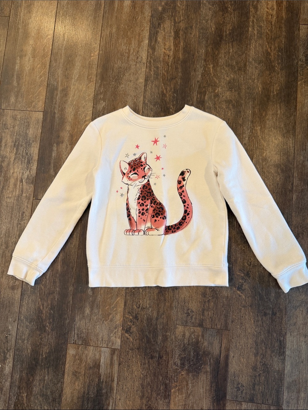 jumping beans Cream Sweatshirt with Pink Cheetah Graphic